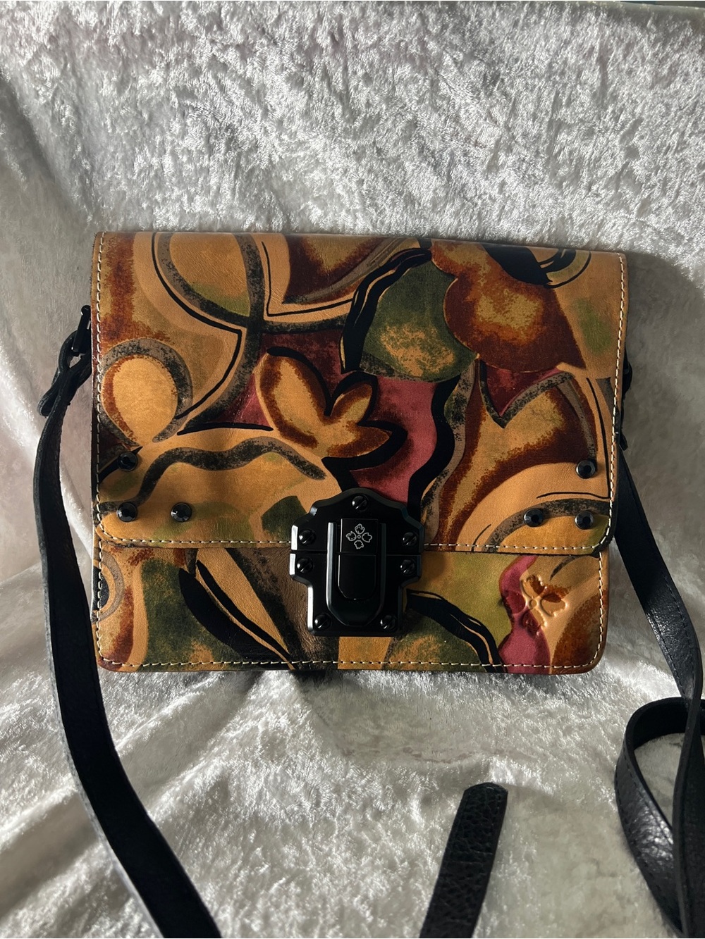 Patricia Nash Multicolor Floral-Print Crossbody with Black Hardware